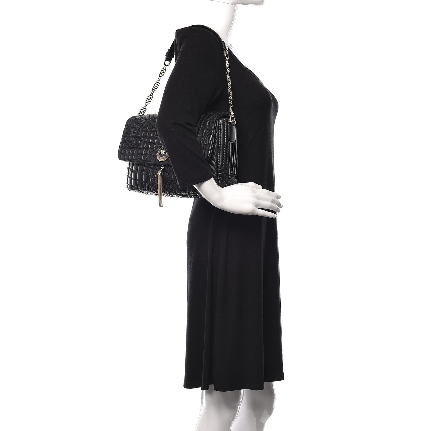 Nappa Barocco Quilted Vanitas Medea Shoulder Bag Black