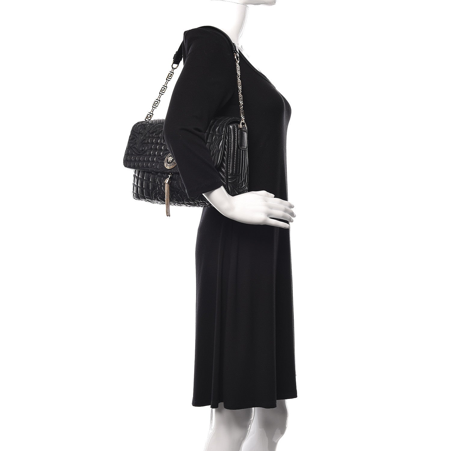 Versace Nappa Barocco Quilted Vanitas Medea Shoulder Bag Black 2 of 9