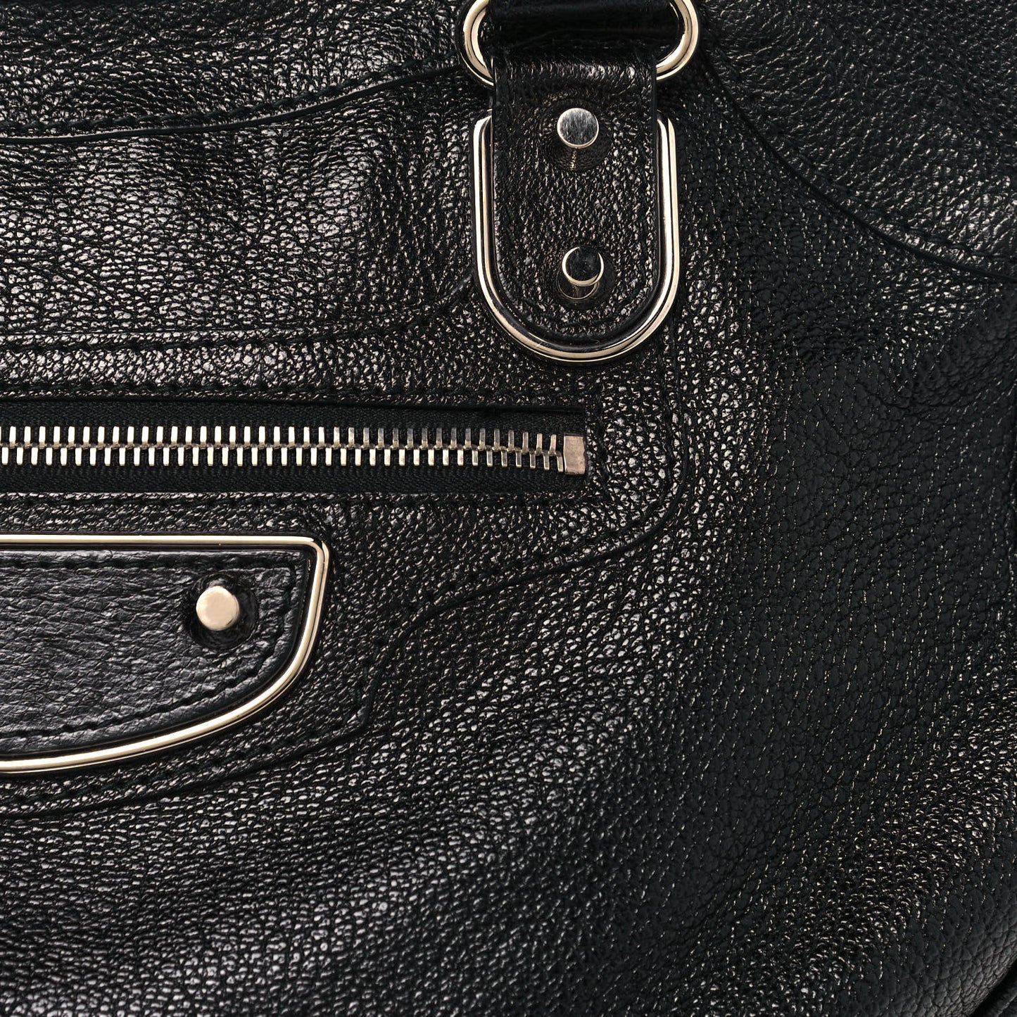 Chevre Silver Metallic Edge Hardware Velo Black