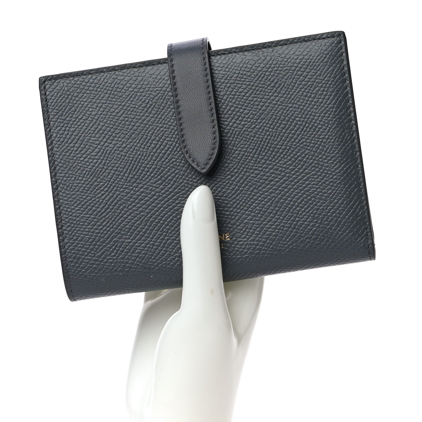 Grained Calfskin Medium Multifunction Strap Wallet Grey