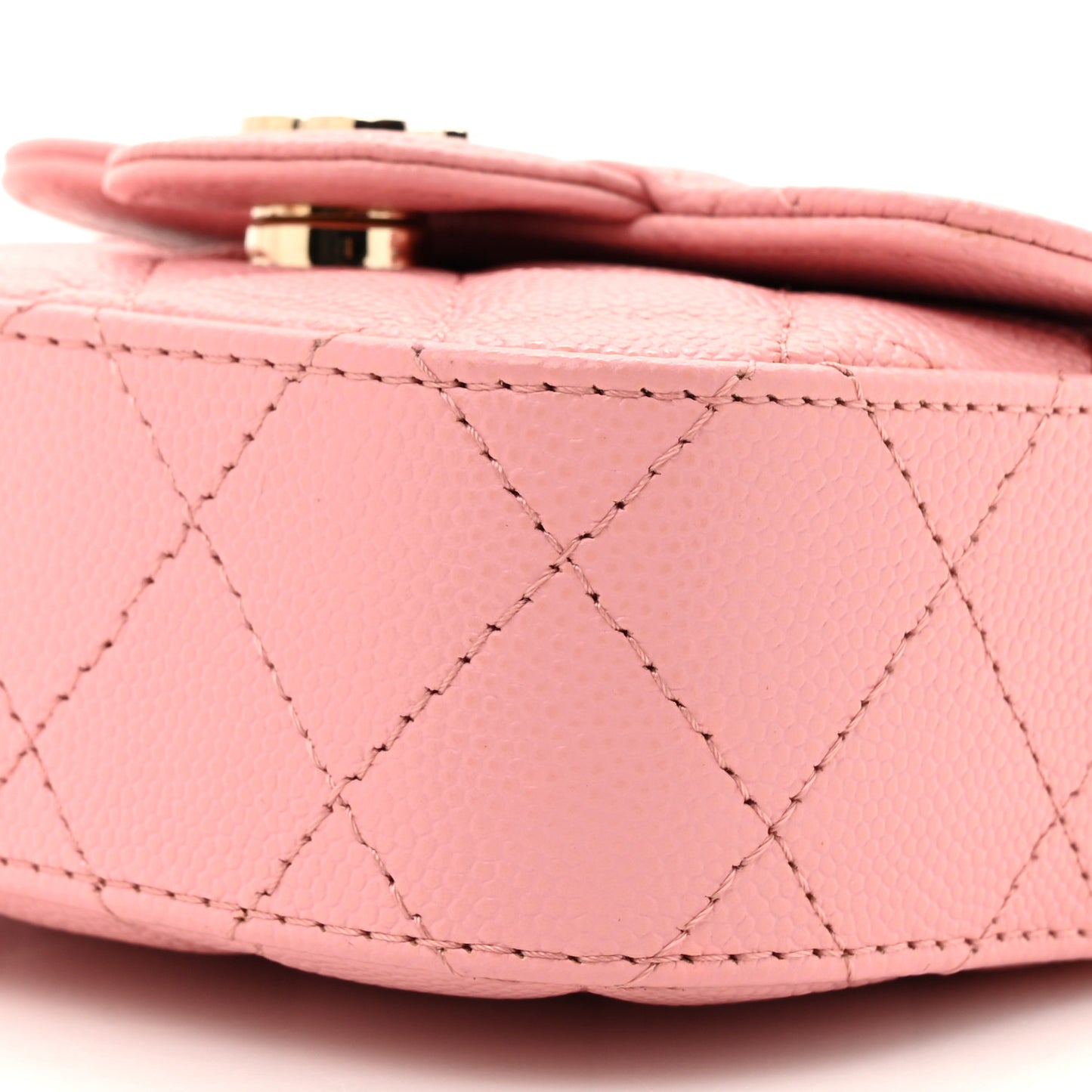 Caviar Quilted Mini Clutch With Chain Pink