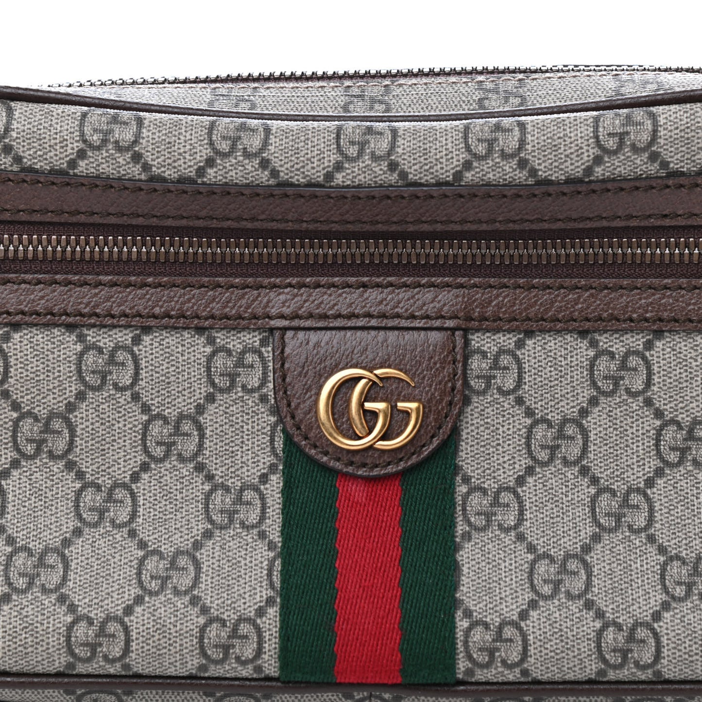 Soft GG Supreme Monogram Medium Ophidia Belt Bag Dark Brown