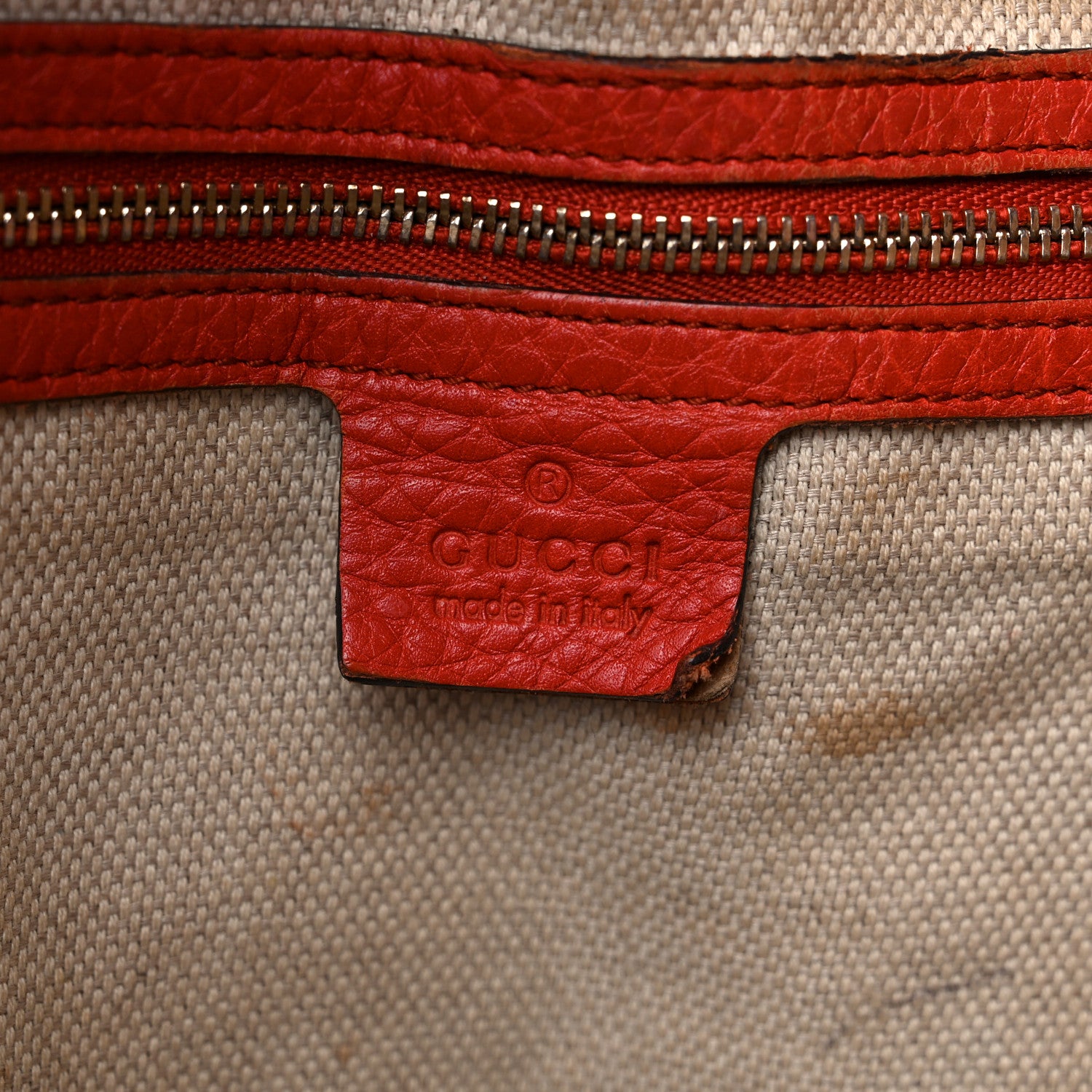 Gucci Pebbled Calfskin Medium Soho Shoulder Bag Red 6 of 24