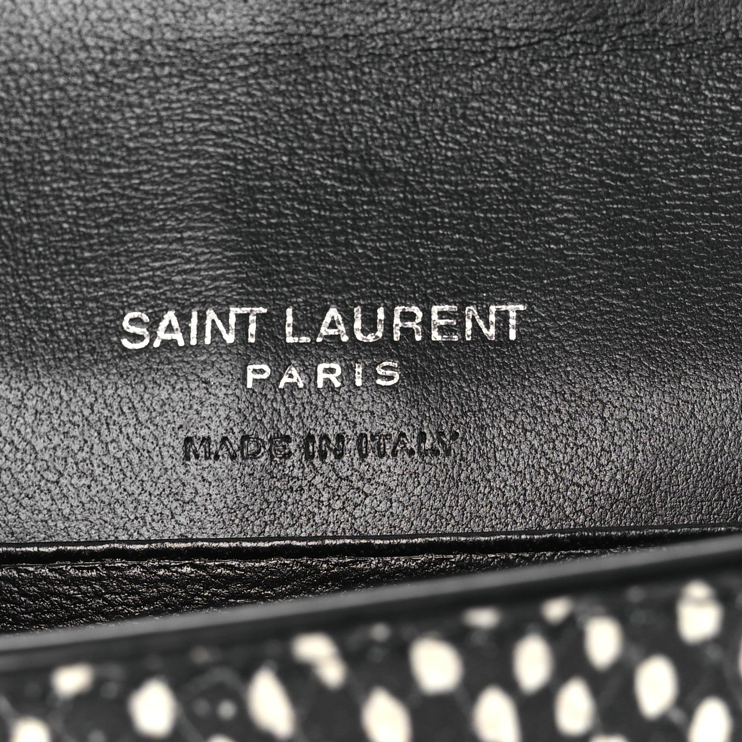 Saint Laurent Calfskin Lambskin Snakeskin Embossed Small Monogram Envelope Wallet Black White 6 of 7