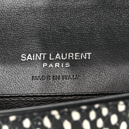 Saint Laurent Calfskin Lambskin Snakeskin Embossed Small Monogram Envelope Wallet Black White 6 of 7