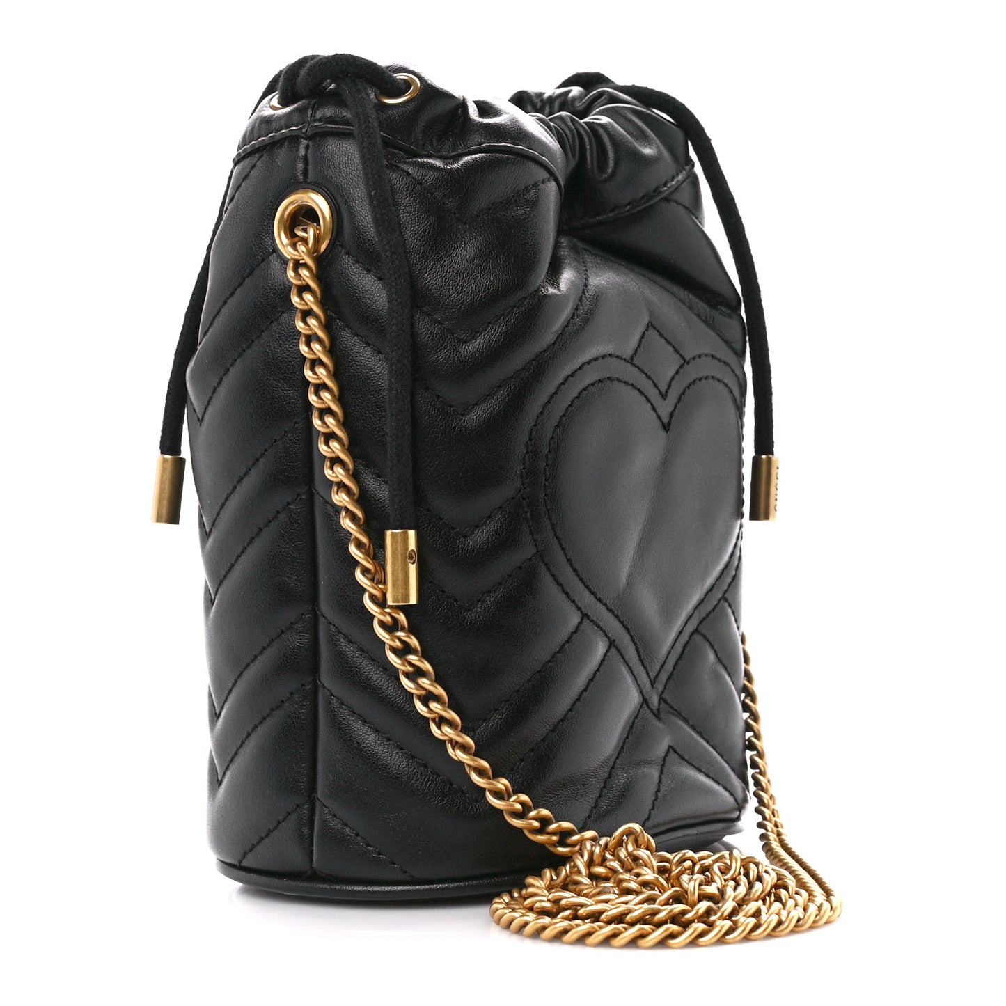Calfskin Matelasse Mini GG Marmont 2.0 Bucket Bag Black