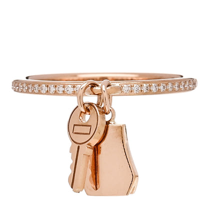 Hermes 18K Rose Gold Diamond Kelly Clochette Ring 55 7.25 1 of 5