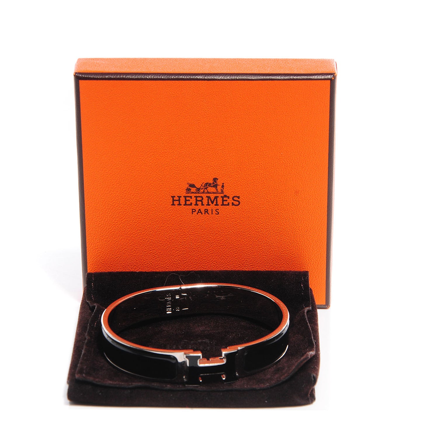 Enamel Narrow Clic Clac H Bracelet GM Black