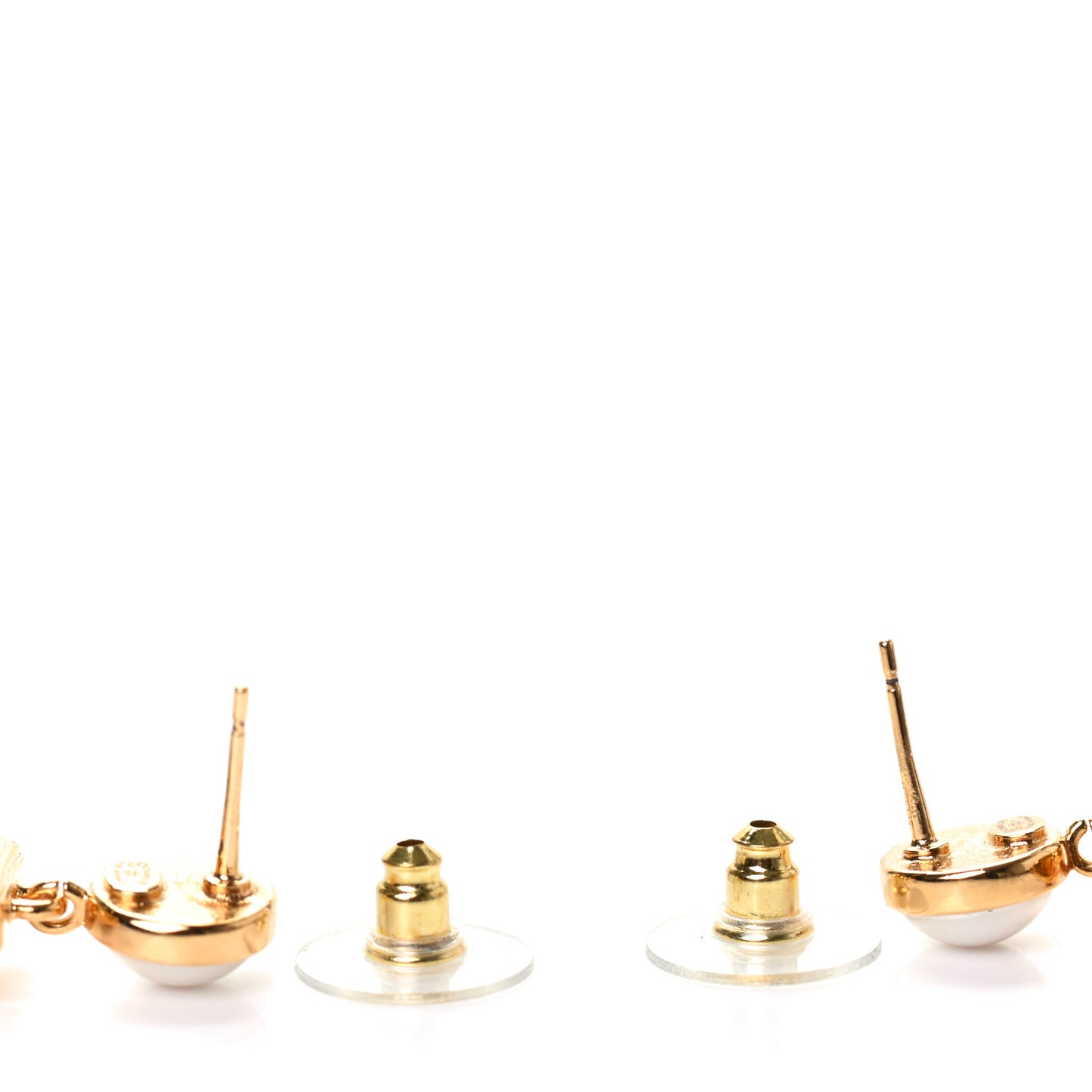 Crystal Pearl CC Perfume Bottle Drop Earrings Gold