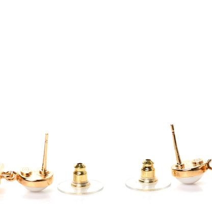 Chanel Crystal Pearl CC Perfume Bottle Drop Earrings Gold 3 of 4