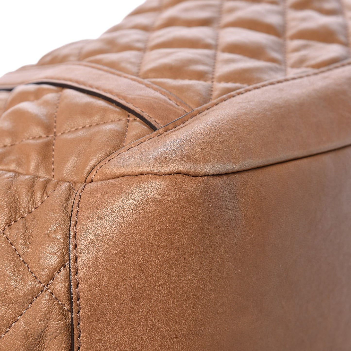Lambskin Quilted Enmore Tote Brown