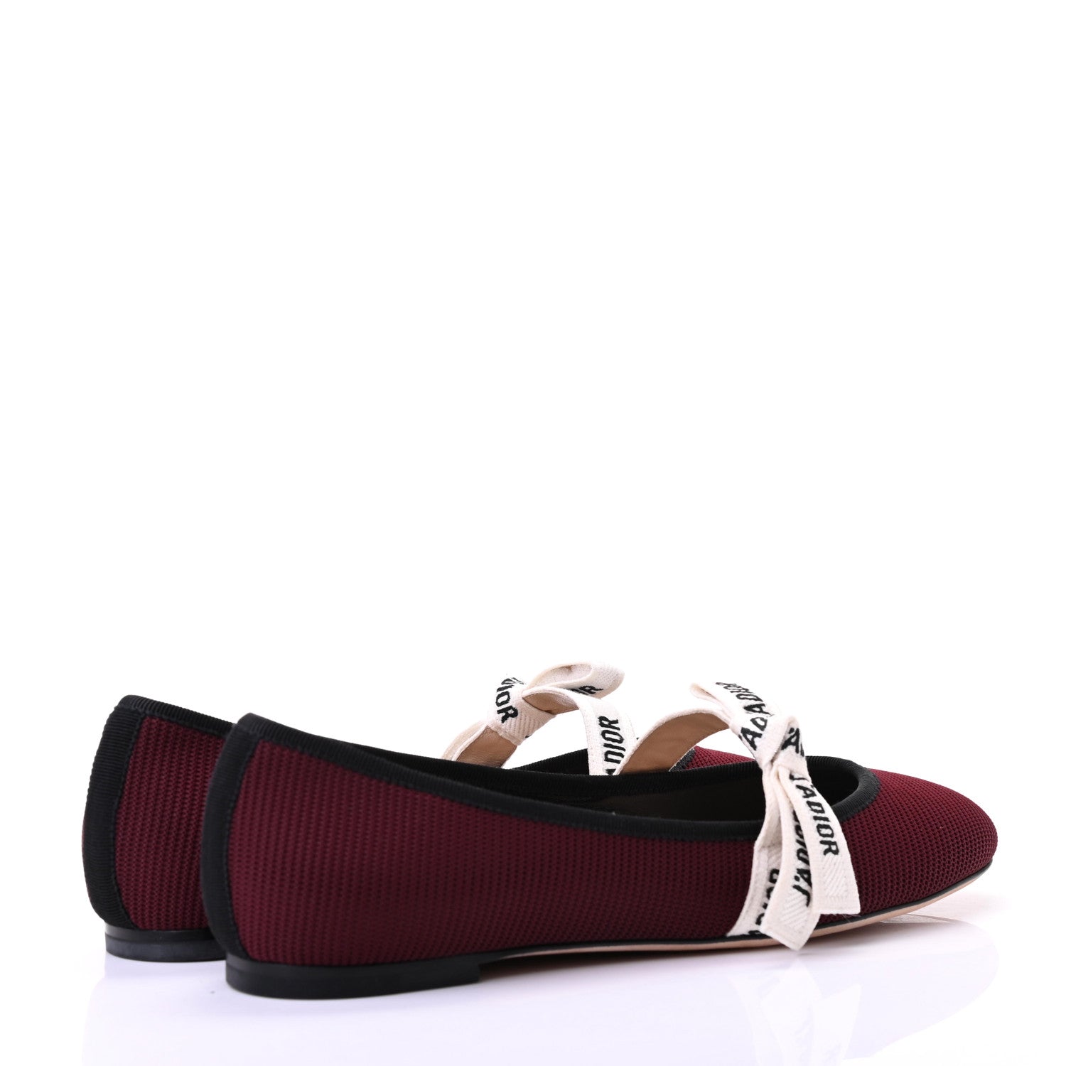 Christian Dior Fabric Ribbon Embroidered J'Adior Ballet Flats 38 Rouge Black 4 of 10