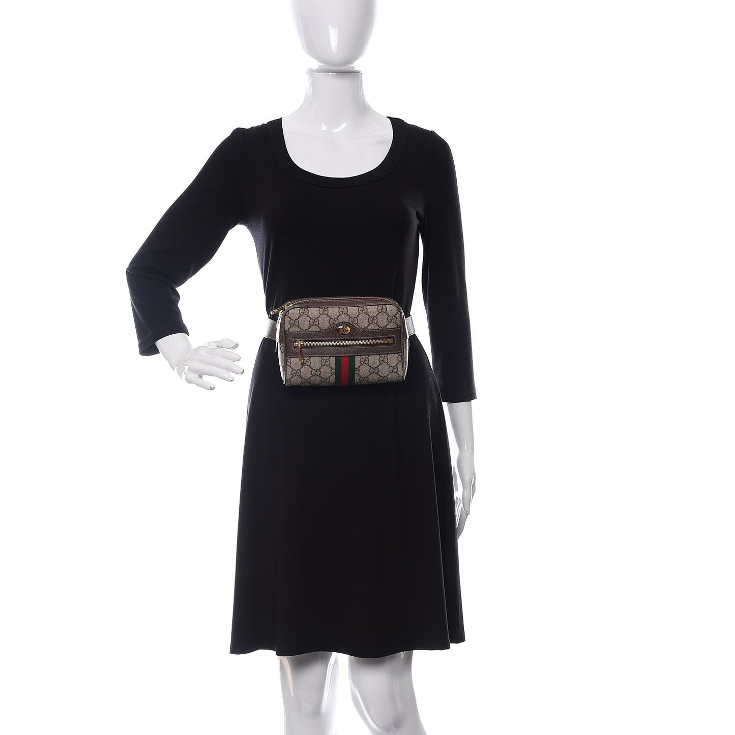 GG Supreme Monogram Web Small Ophidia Belt Bag 75 30 Dark Brown