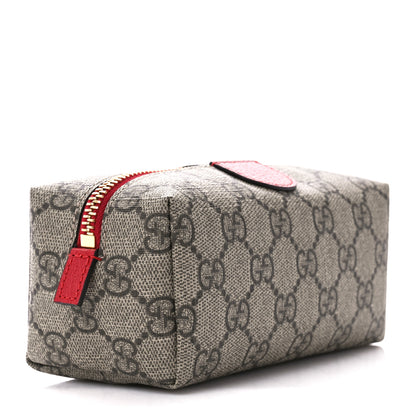 Gucci Soft GG Supreme Monogram Calfskin Small Ophidia Cosmetic Case Beige Ebony Hibiscus Red 3 of 11