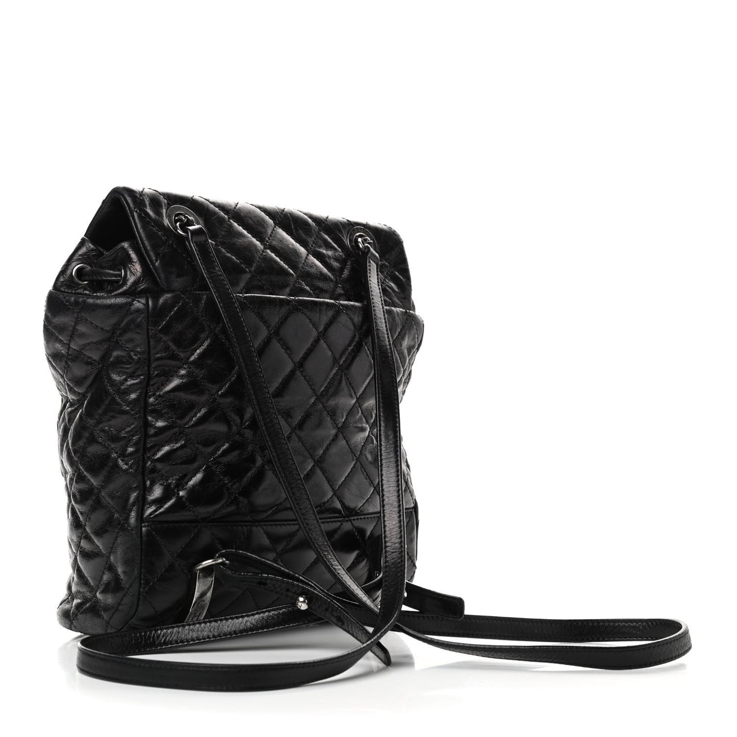 Glazed Calfskin Quilted Small Salzburg Mountain Backpack Black
