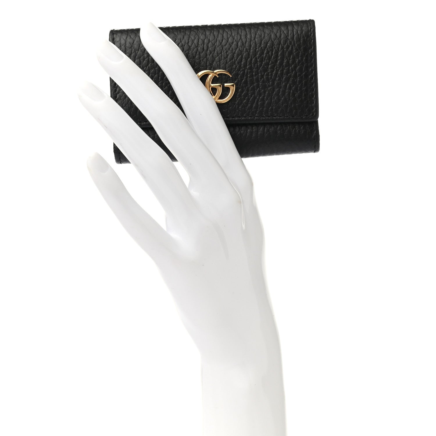 Gucci Pebbled Calfskin GG Marmont 6 Key Holder Black 2 of 9
