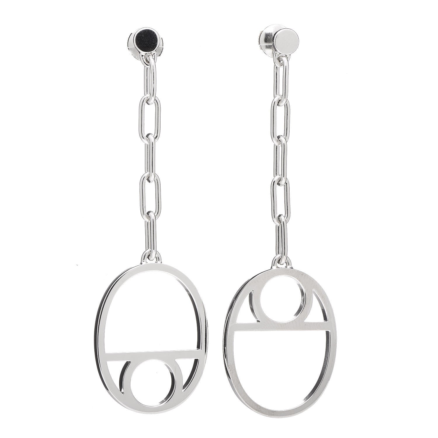 Hermes Sterling Silver Chaine D'Ancre Game Drop Earrings 1 of 5