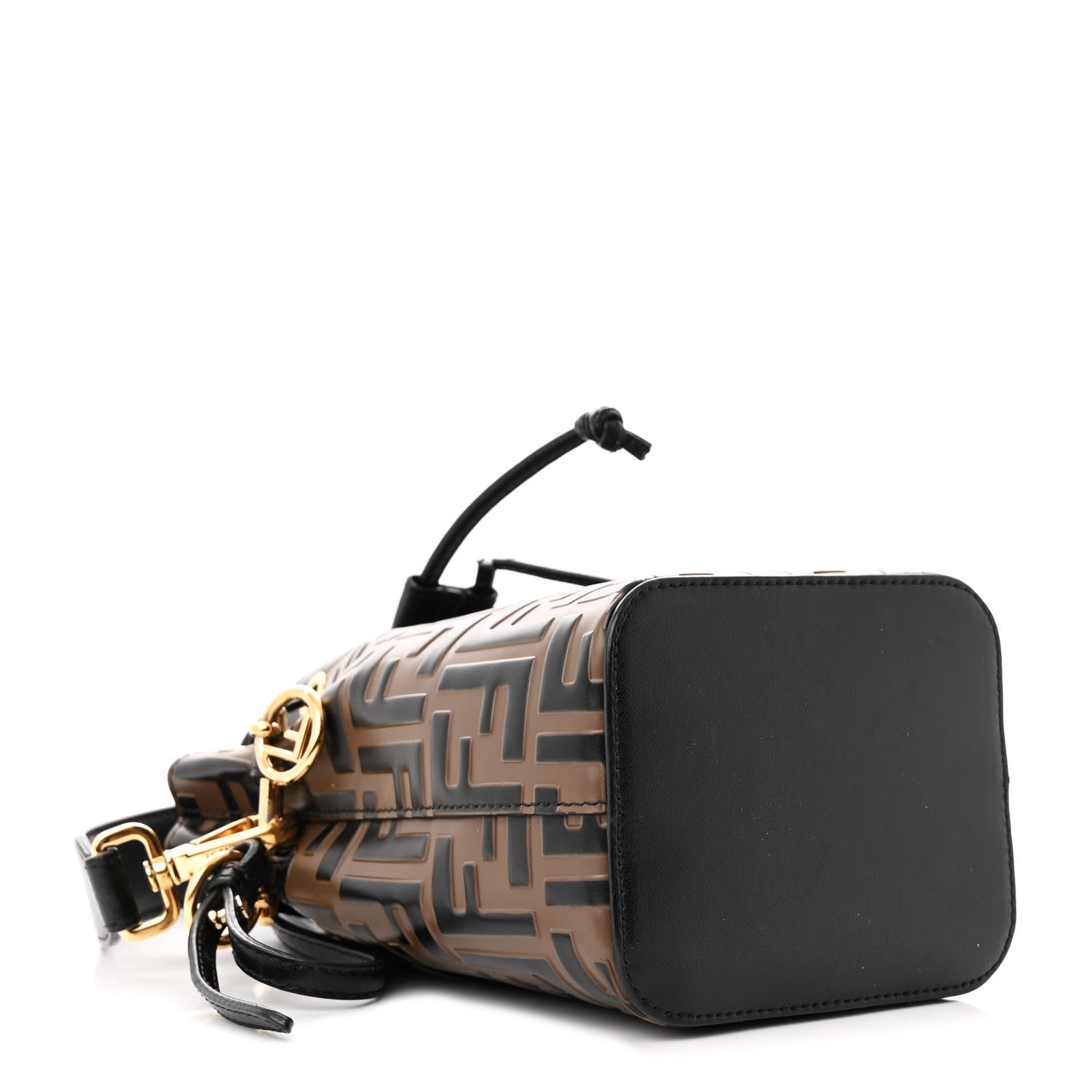 Fendi Vitello Liberty F is Fendi Bi-Color FF 1974 Embossed Mini Mon Tresor Bucket Bag Maya Black 4 of 13