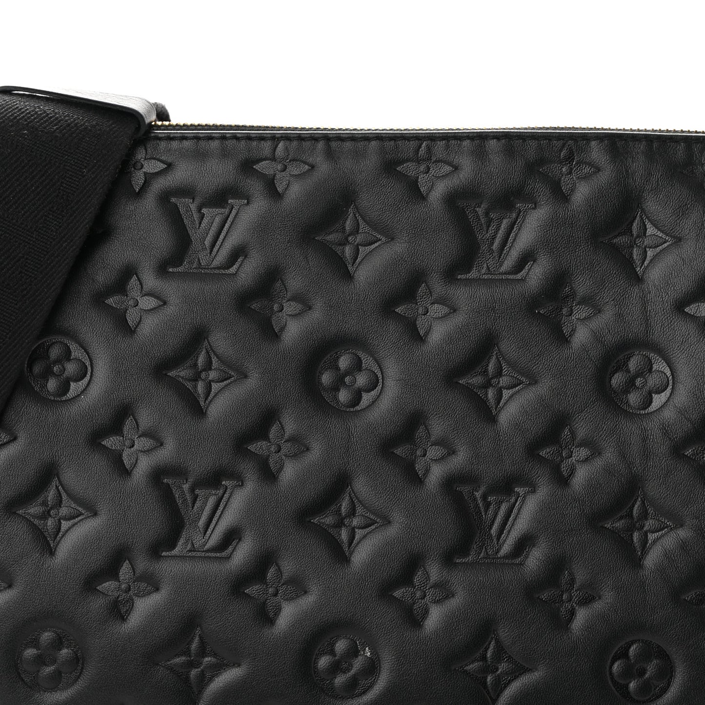 Lambskin Embossed Monogram Coussin MM Black