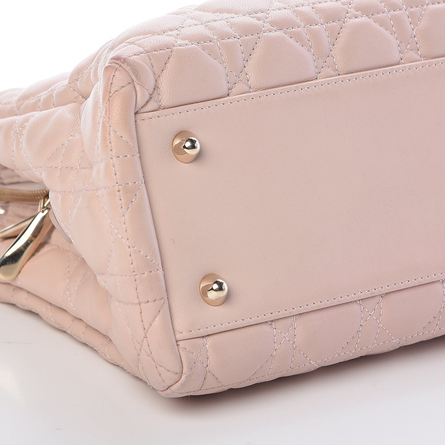 Lambskin Cannage Small Dior Soft Zipped Shopping Tote Light Pink