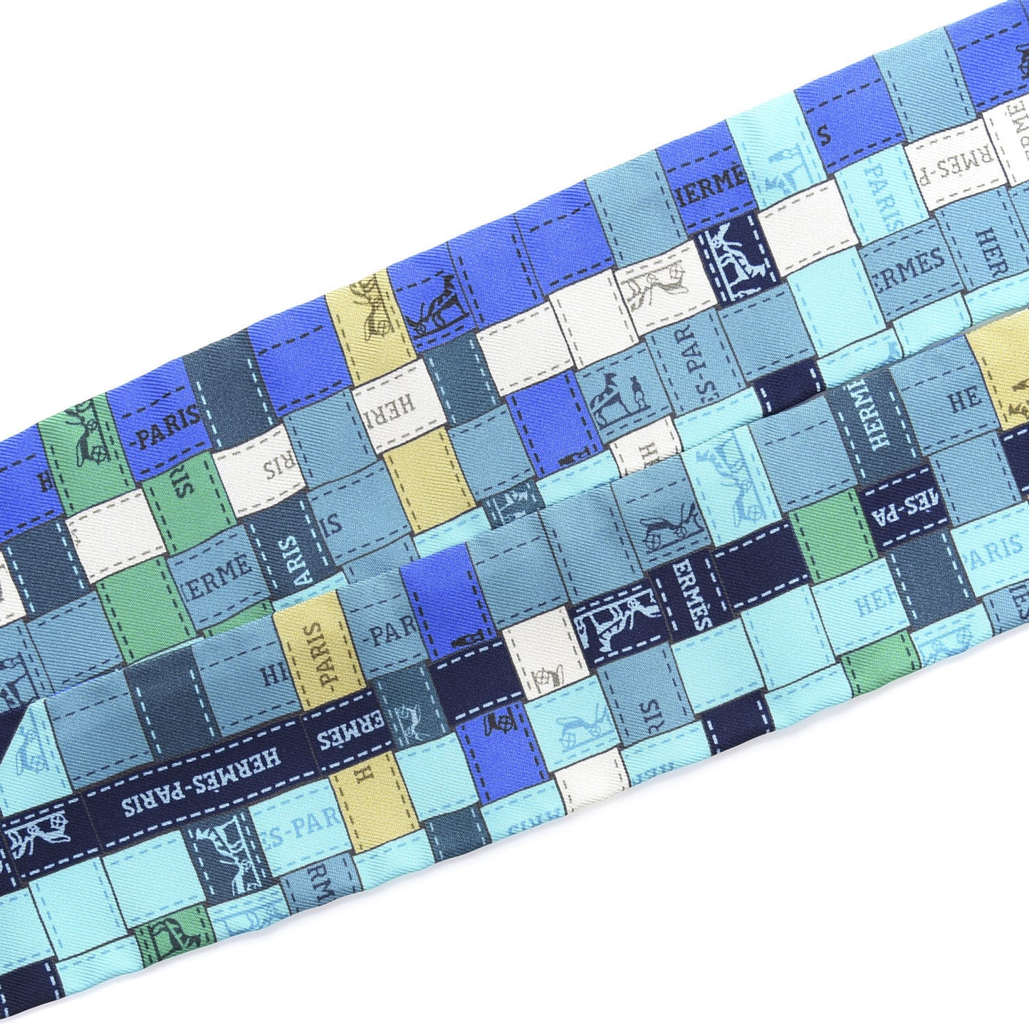 Silk Bolduc Au Carre Twilly Turquoise Bleu Klein Vert