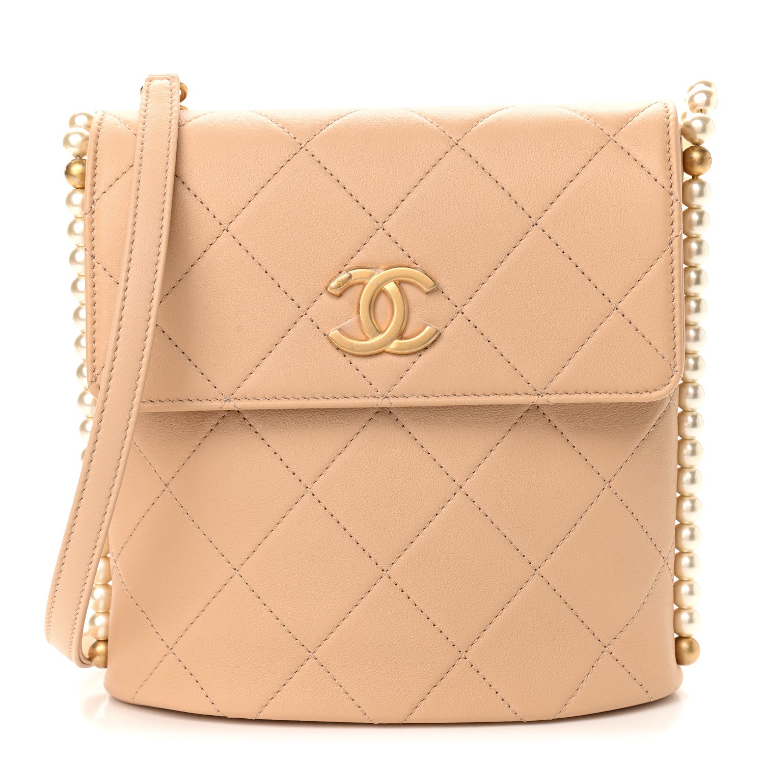 Chanel Calfskin Quilted Pearl Small Hobo Bag Beige 1 of 9