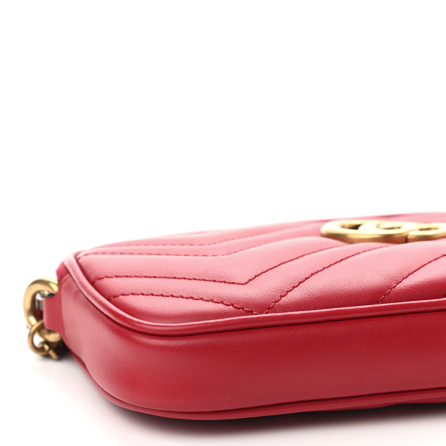 Gucci Calfskin Matelasse Mini GG Marmont Chain Crossbody Bag Hibiscus Red 5 of 8