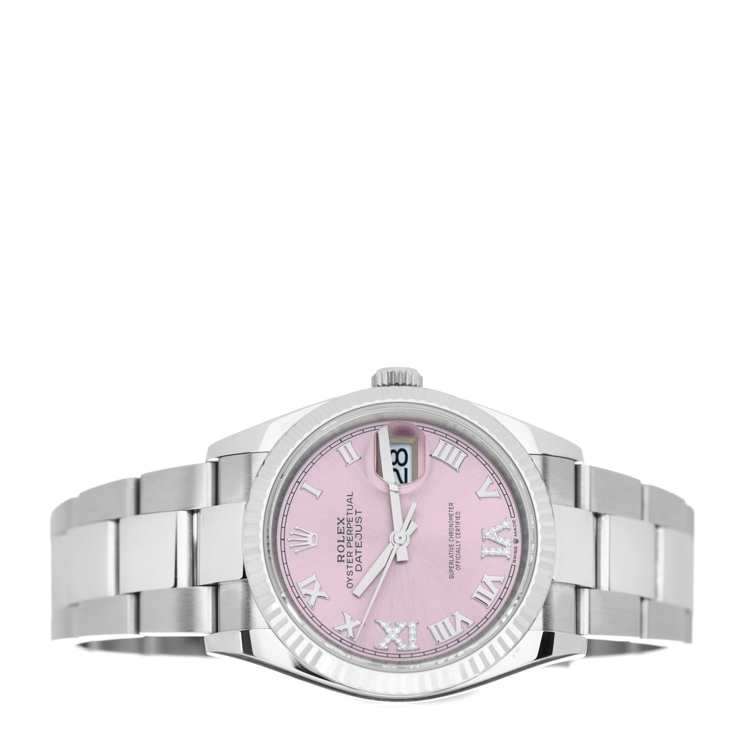 Stainless Steel 18K White Gold Diamond 36mm Oyster Perpetual Datejust Watch Pink 126234