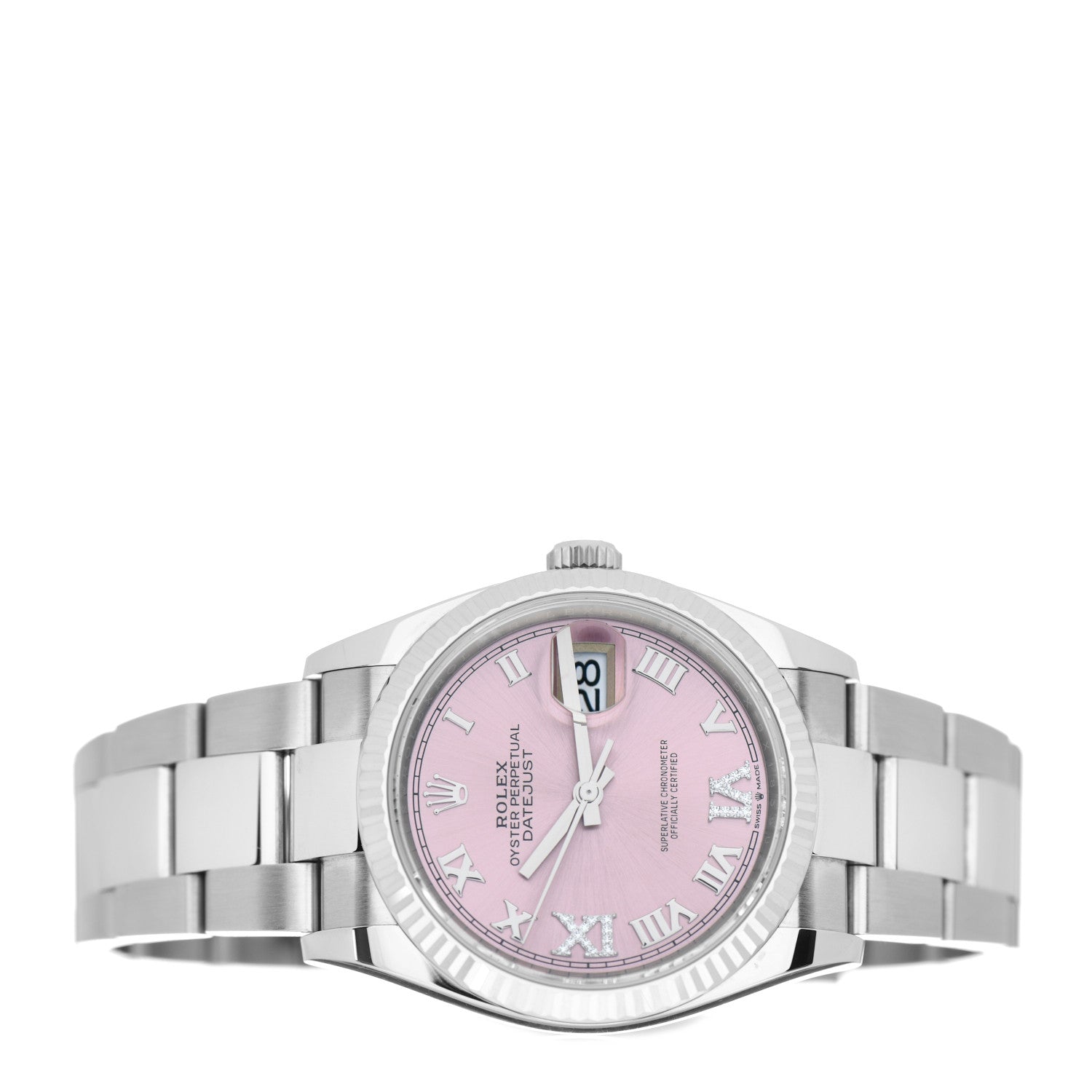 Rolex Stainless Steel 18K White Gold Diamond 36mm Oyster Perpetual Datejust Watch Pink 126234 2 of 4