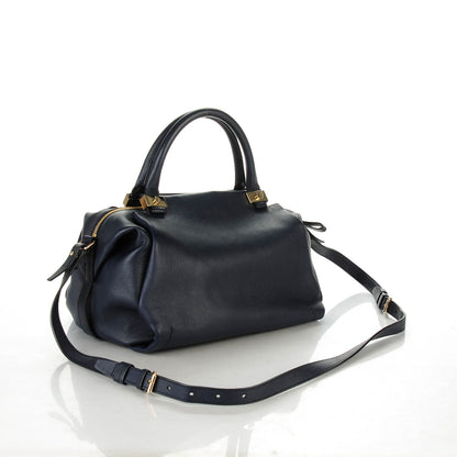 Lanvin Goatskin Trilogy Bowling Bag Midnight Blue 3 of 8