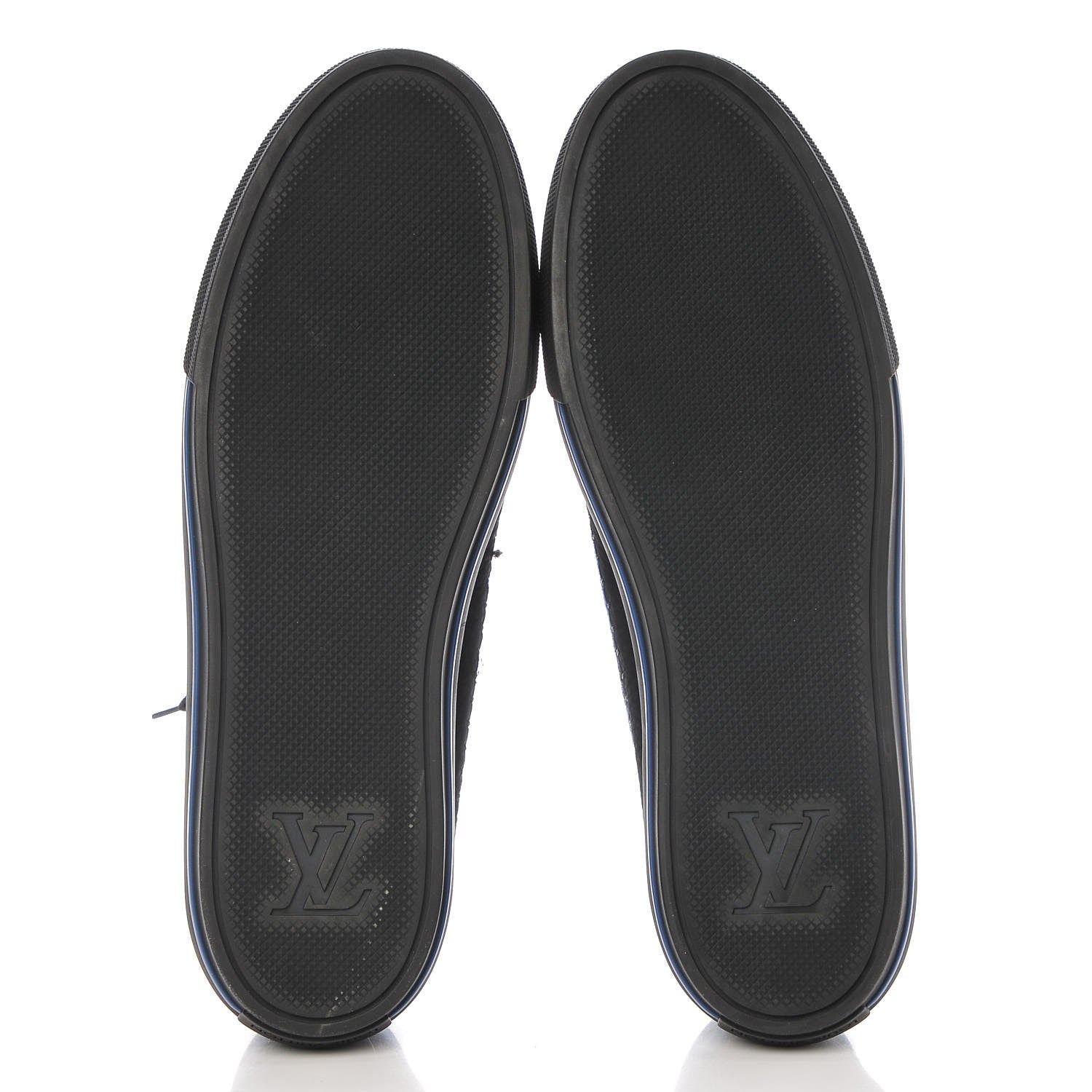Louis Vuitton Nubuck Wool Plaid Sneakers 11 Blue 7 of 11