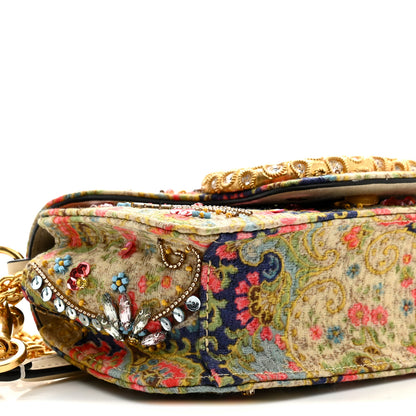 Valentino Garavani Fabric Beaded Crystal Embroidered Paisley Vlogo Small Loco Shoulder Bag Butter White Multicolor 8 of 9