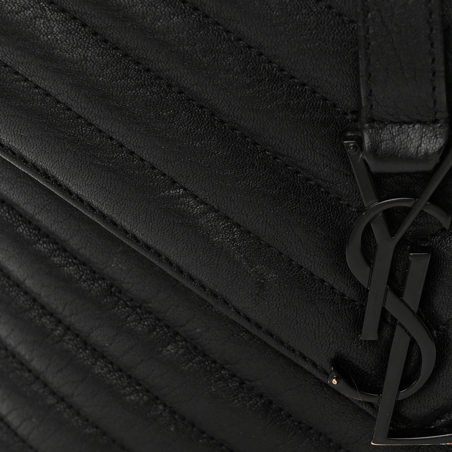 Saint Laurent Sheepskin Matelasse Chevron Monogram Monochrome Medium College Bag Black 10 of 12