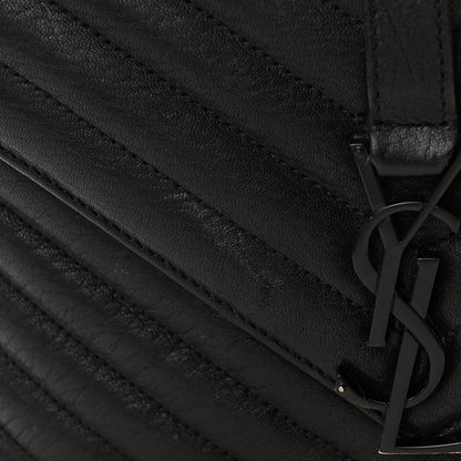 Saint Laurent Sheepskin Matelasse Chevron Monogram Monochrome Medium College Bag Black 10 of 12