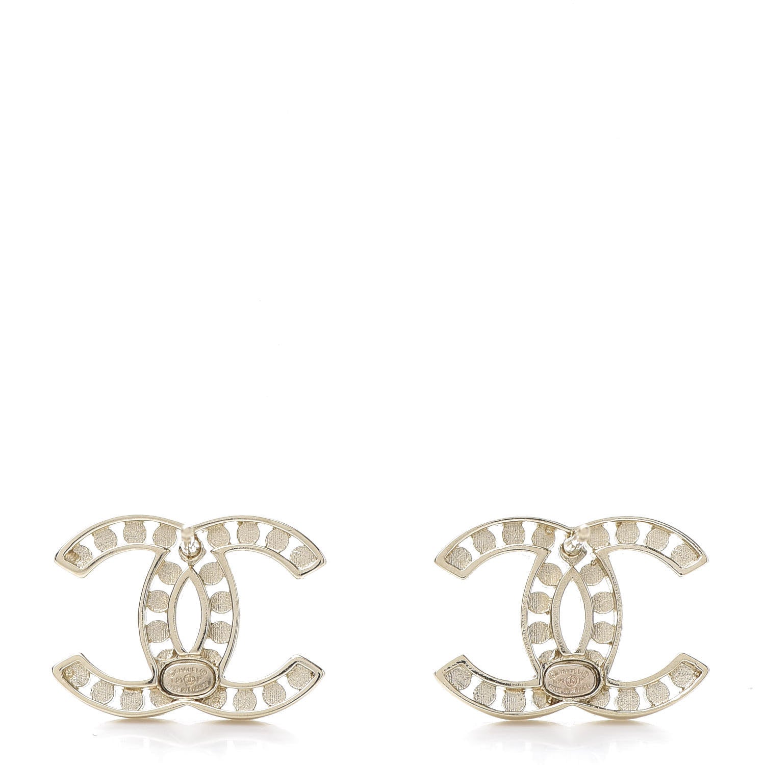 Chanel Crystal CC Large Earrings Gold 4 of 5
