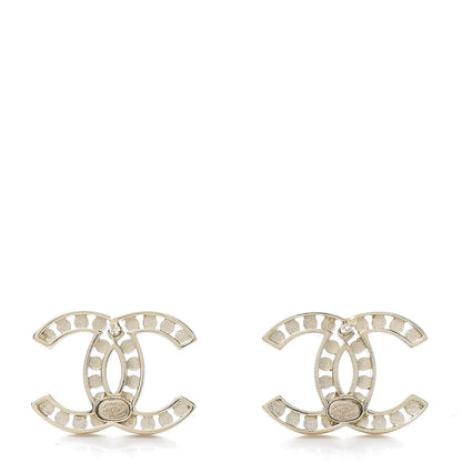 Chanel Crystal CC Large Earrings Gold 4 of 5