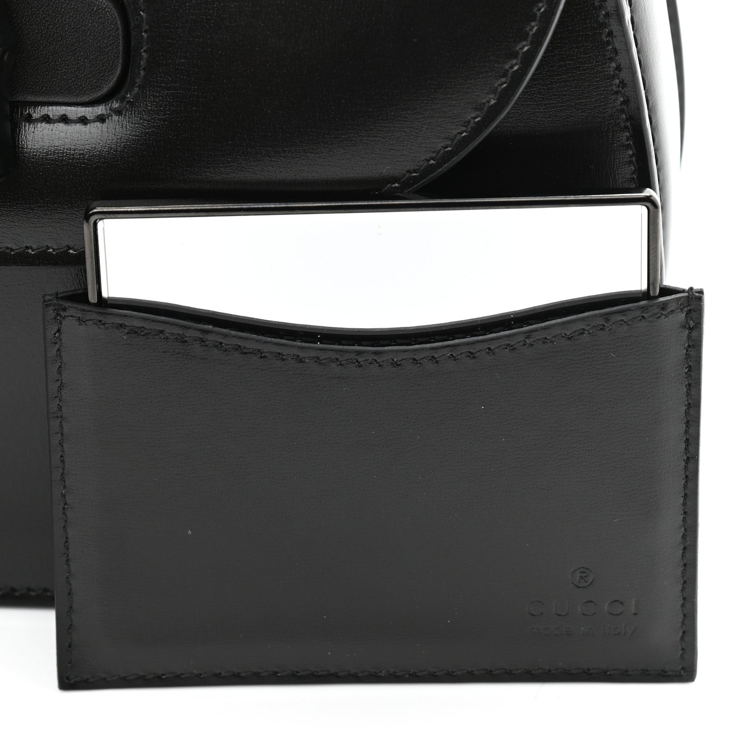 Boarded Dyana Lux Calfskin Web Monochrome Small Bamboo 1947 Top Handle Bag Black
