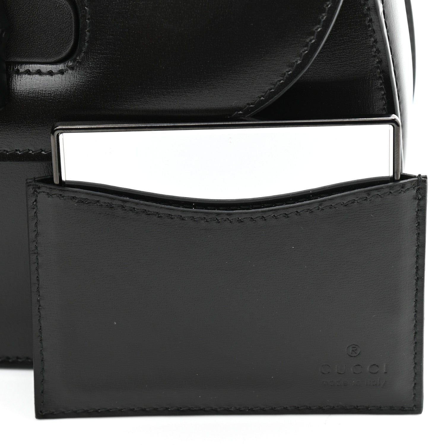 Gucci Boarded Dyana Lux Calfskin Web Monochrome Small Bamboo 1947 Top Handle Bag Black 12 of 13