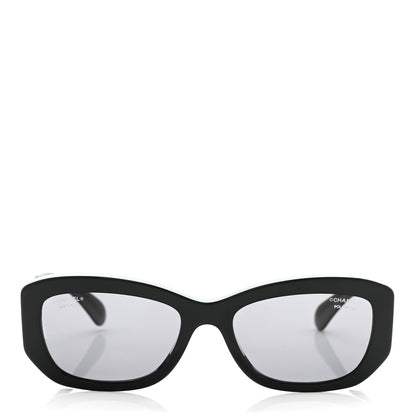 Chanel Acetate Polarized Rectangle Sunglasses 5493-A Black 2 of 8