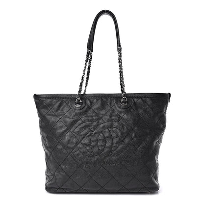 Chanel Grained Calfskin Quilted Small Daily Shopping Tote Black 1 of 9