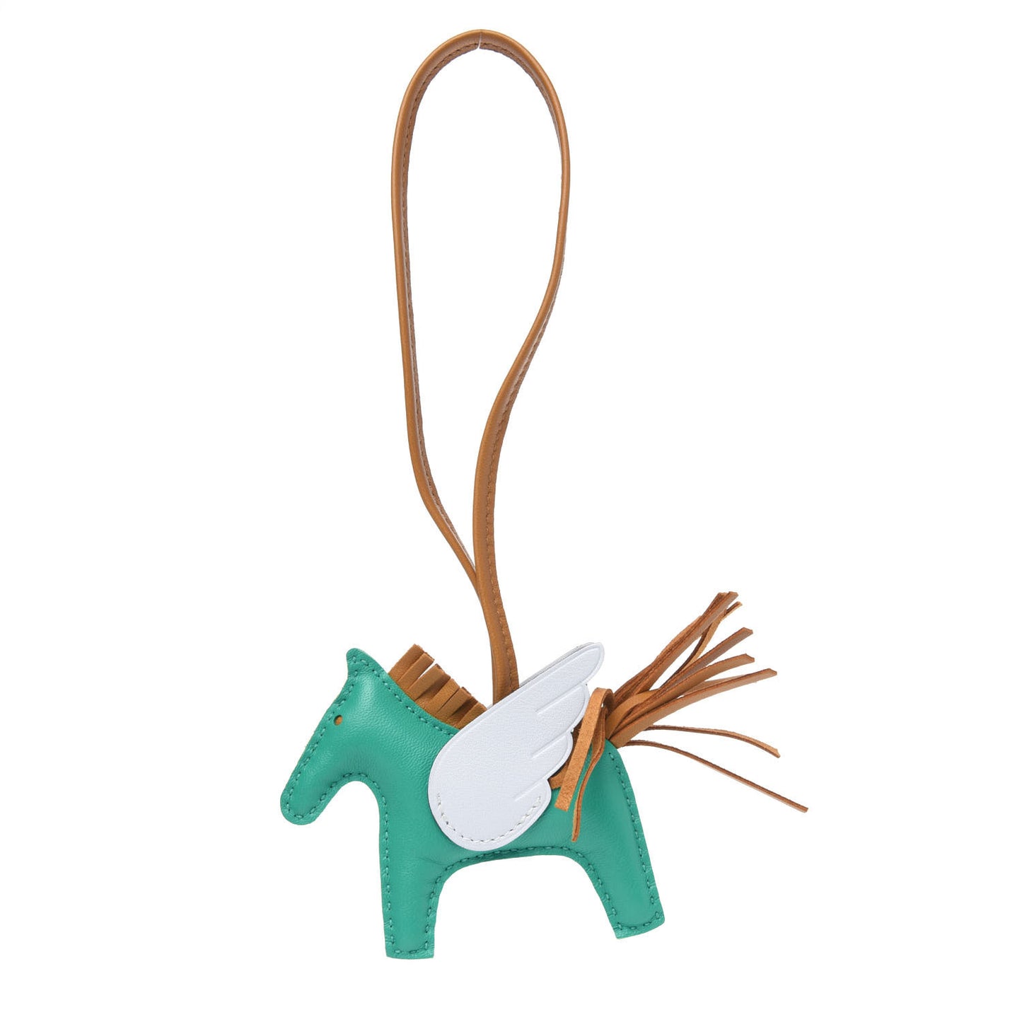 Milo Lambskin Grigri Rodeo Pegase Horse Bag Charm PM Menthe Sesame Bleu Brume