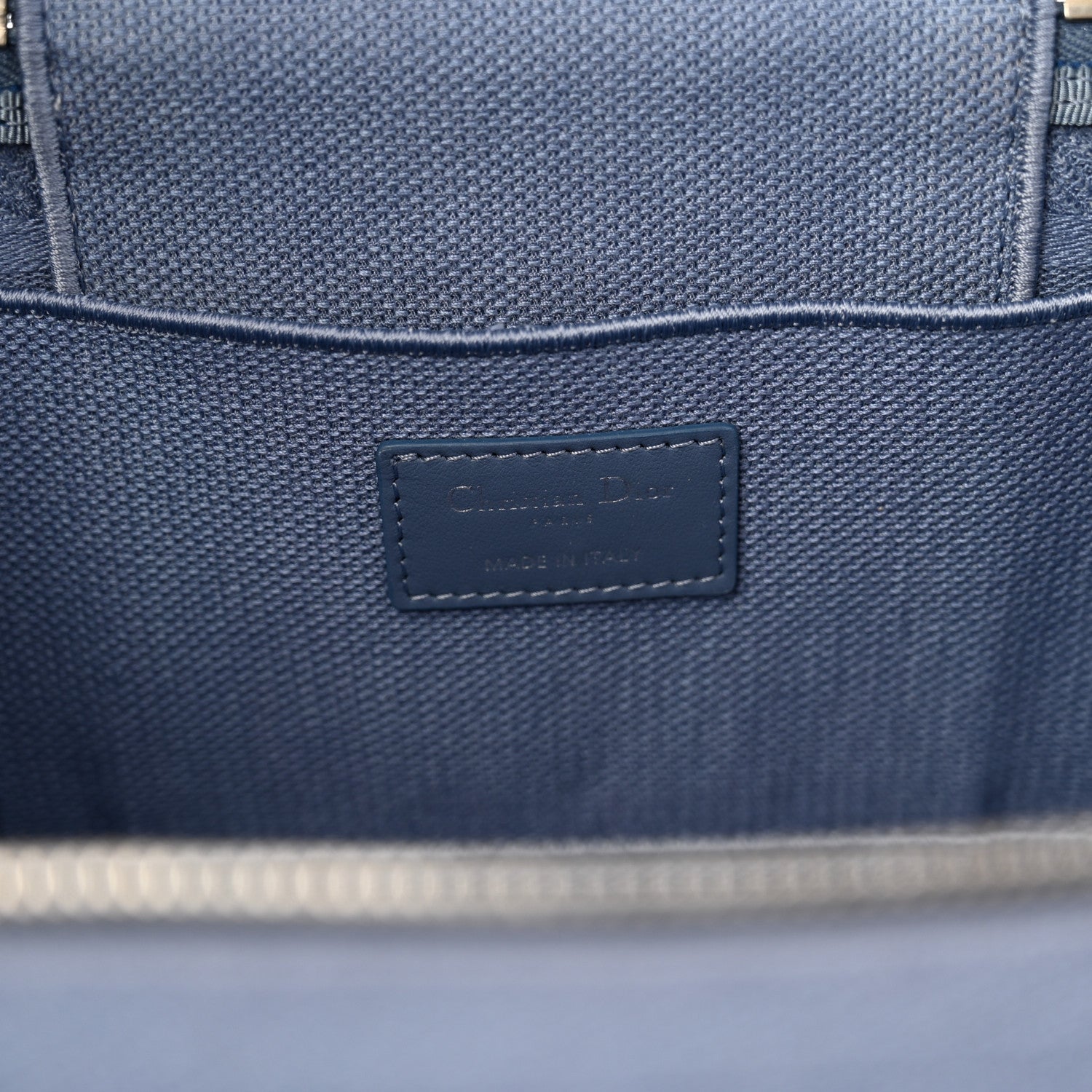 Christian Dior Canvas Embroidered Cannage Diortravel Vanity Case Blue 5 of 9