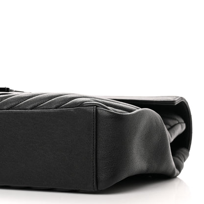Saint Laurent Sheepskin Matelasse Chevron Monogram Monochrome Large College Satchel Black 8 of 14