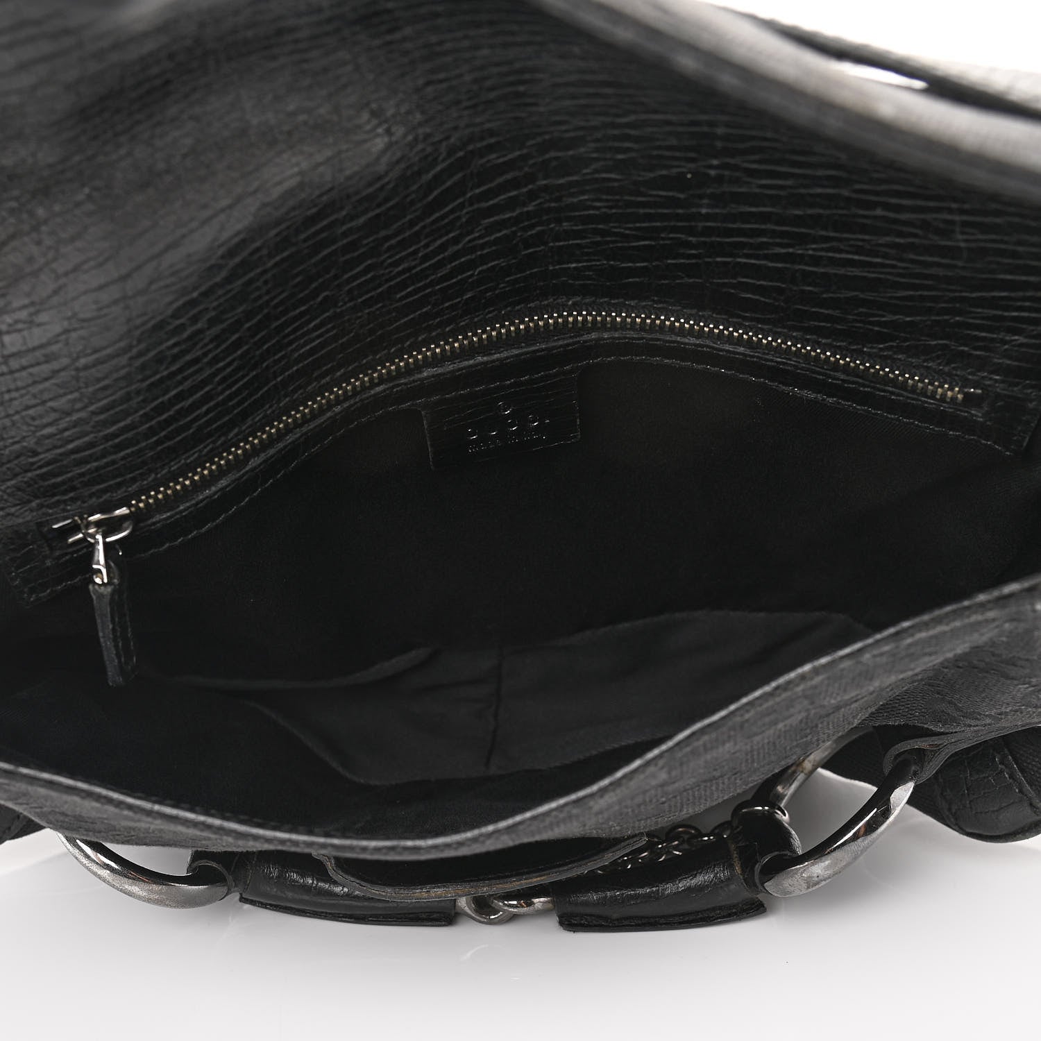 Gucci Monogram Horsebit Chain Flap Shoulder Bag Black 5 of 12
