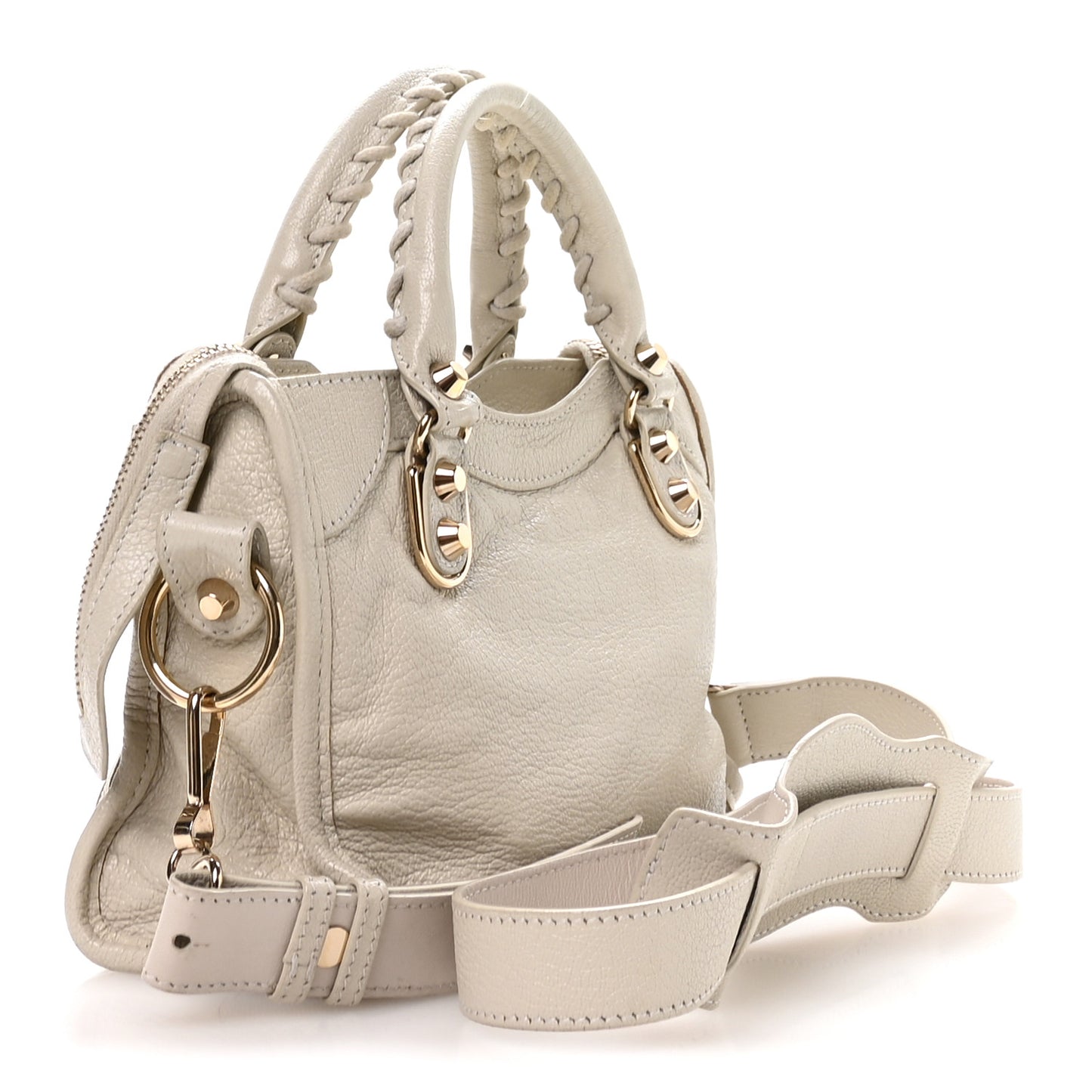 Chevre Gold Metallic Edge Hardware Mini City Ivory