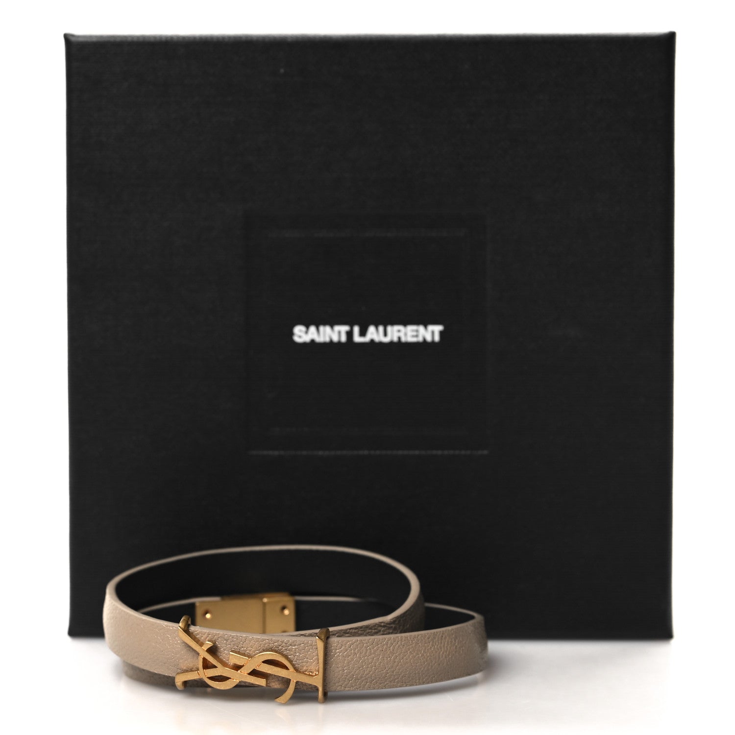 Saint Laurent Calfskin Opyum Double Wrap Bracelet L Dark Beige 5 of 5
