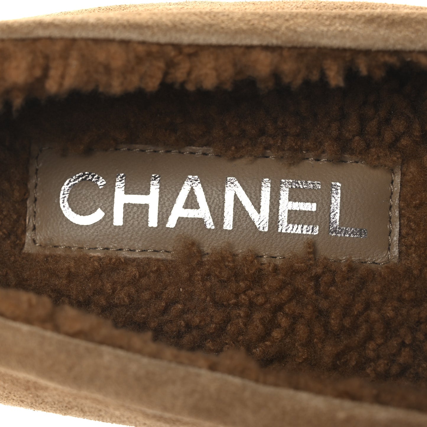 Suede Calfskin CC Loafers 36.5 Dark Beige
