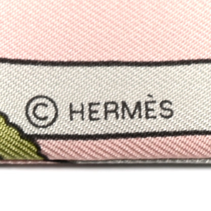 Hermes Silk Les Nouveaux Amoureux de Paris Twilly Rose Pale Vert Rose 4 of 5