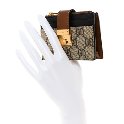 Gucci GG Supreme Monogram Padlock Card Case Beige Ebony 2 of 7