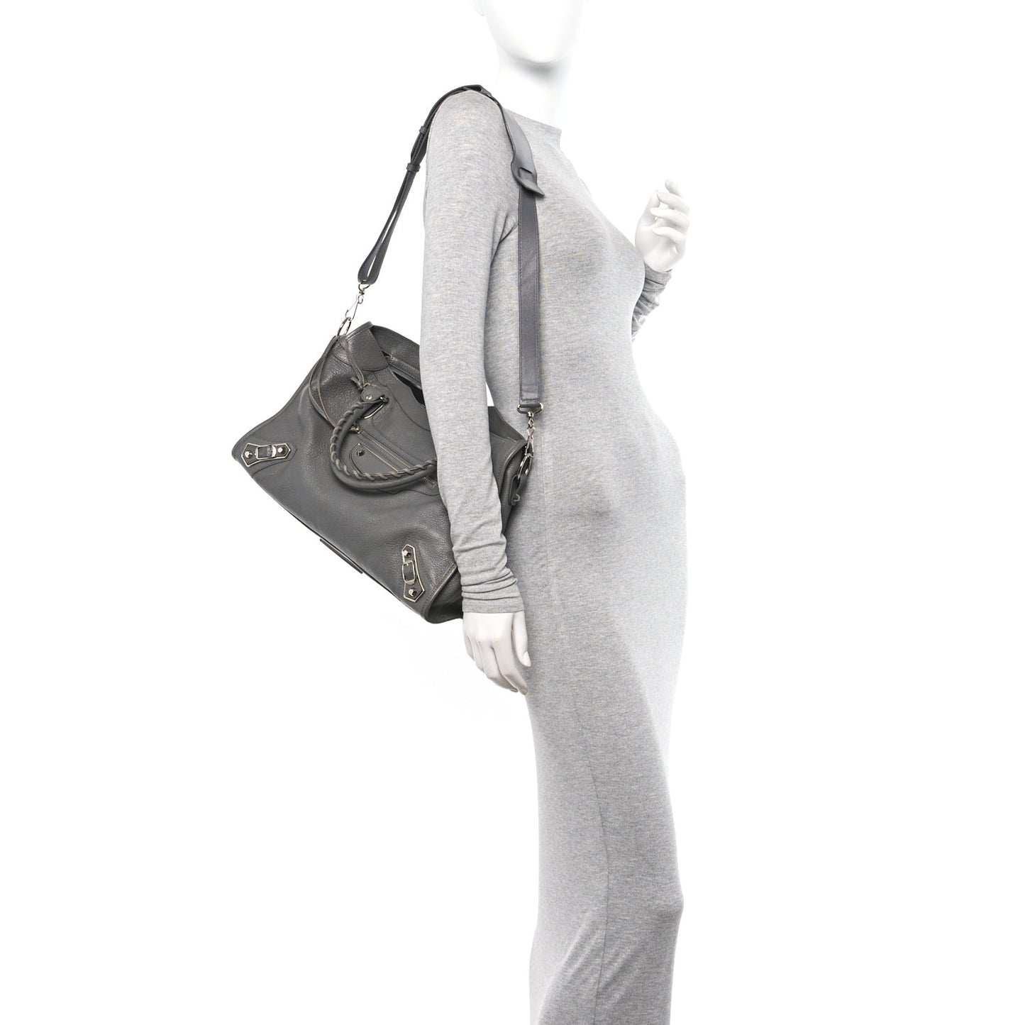 Chevre Silver Metallic Edge Hardware City Gris Acier